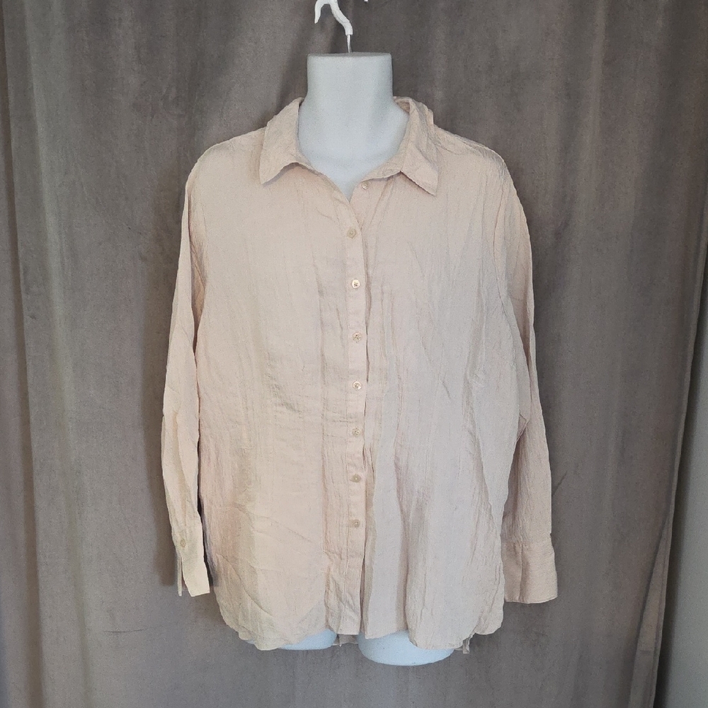 NWT 2X Addition Elle Cream Button-Up Tunic